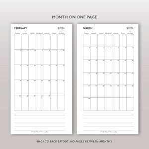 2024 Monthly Printable Planner Inserts, Personal Size Month on One Page ...