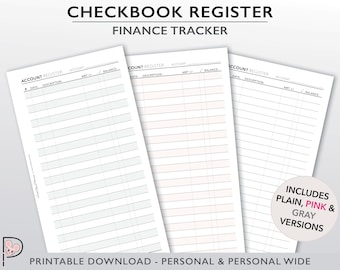 Printable Check Register, Monthly Account Tracker,  Credit Card Tracker, Money Management Insert, Personal Finance Planner Page, PDF