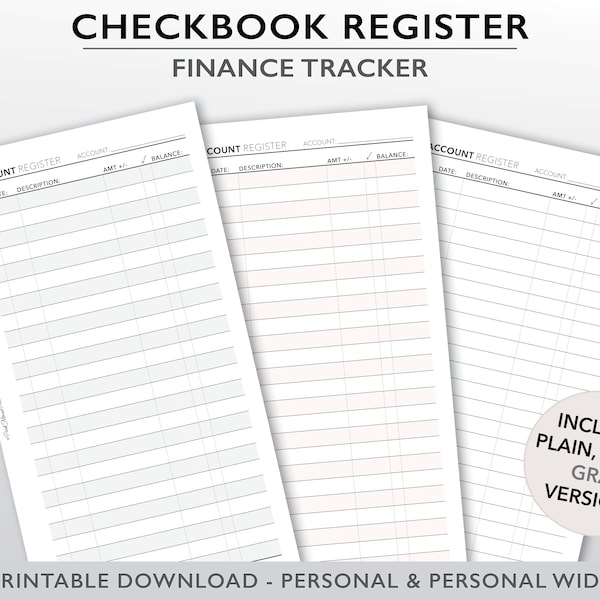 Printable Check Register, Monthly Account Tracker,  Credit Card Tracker, Money Management Insert, Personal Finance Planner Page, PDF
