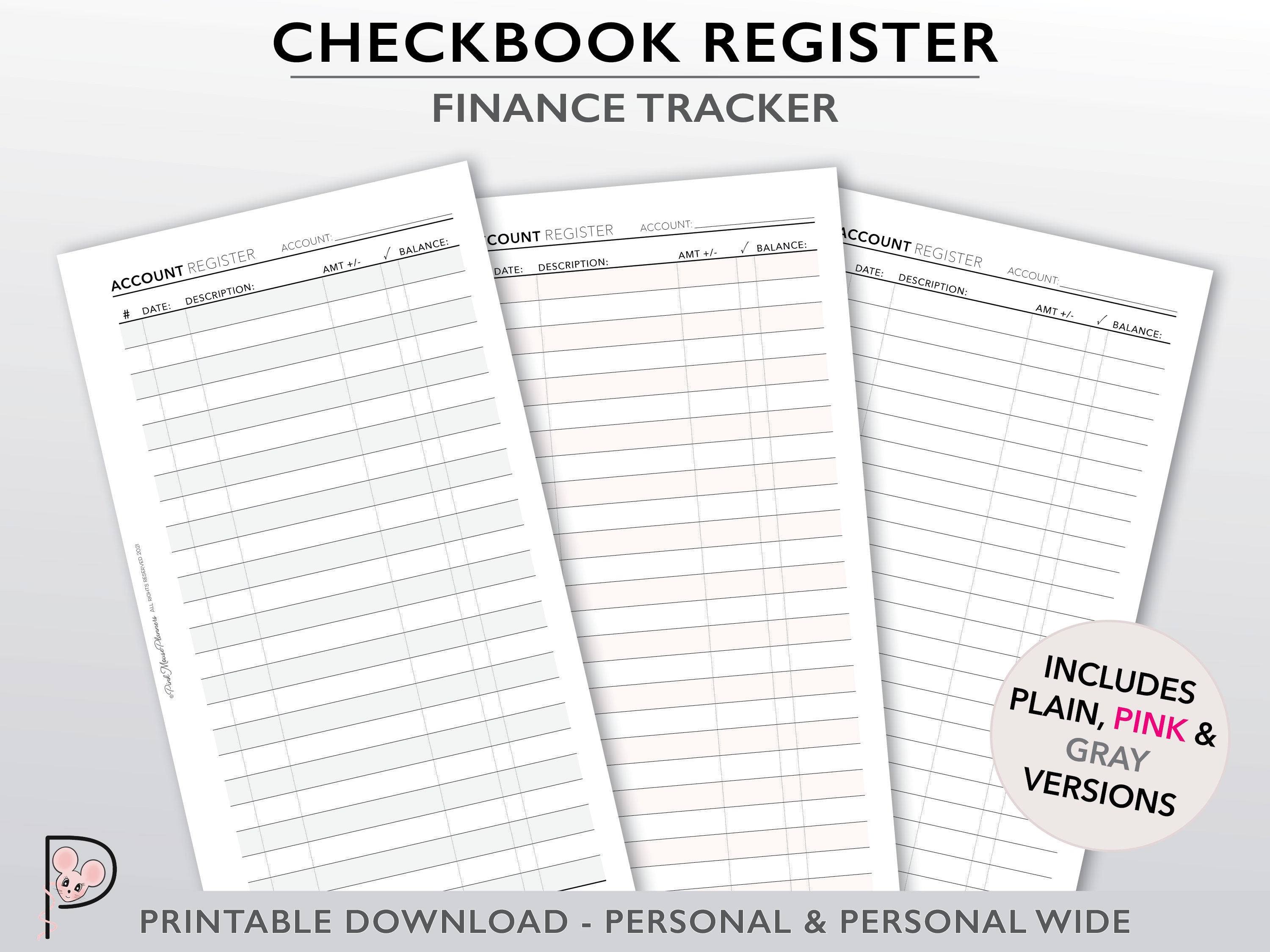 Printable Check Register, Monthly Account Tracker, Credit Card Tracker ...