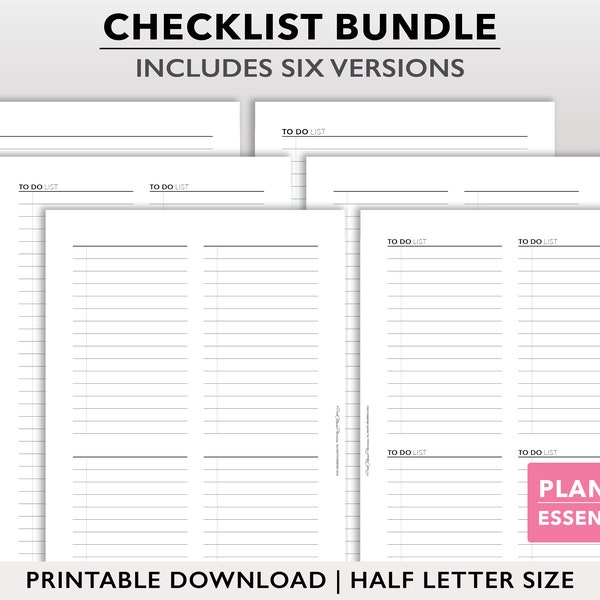 Printable To Do List Insert, Blank Checklist Planner Page, Grocery List, Task List, Minimalist Planner Refill, GTD Context Lists Pages