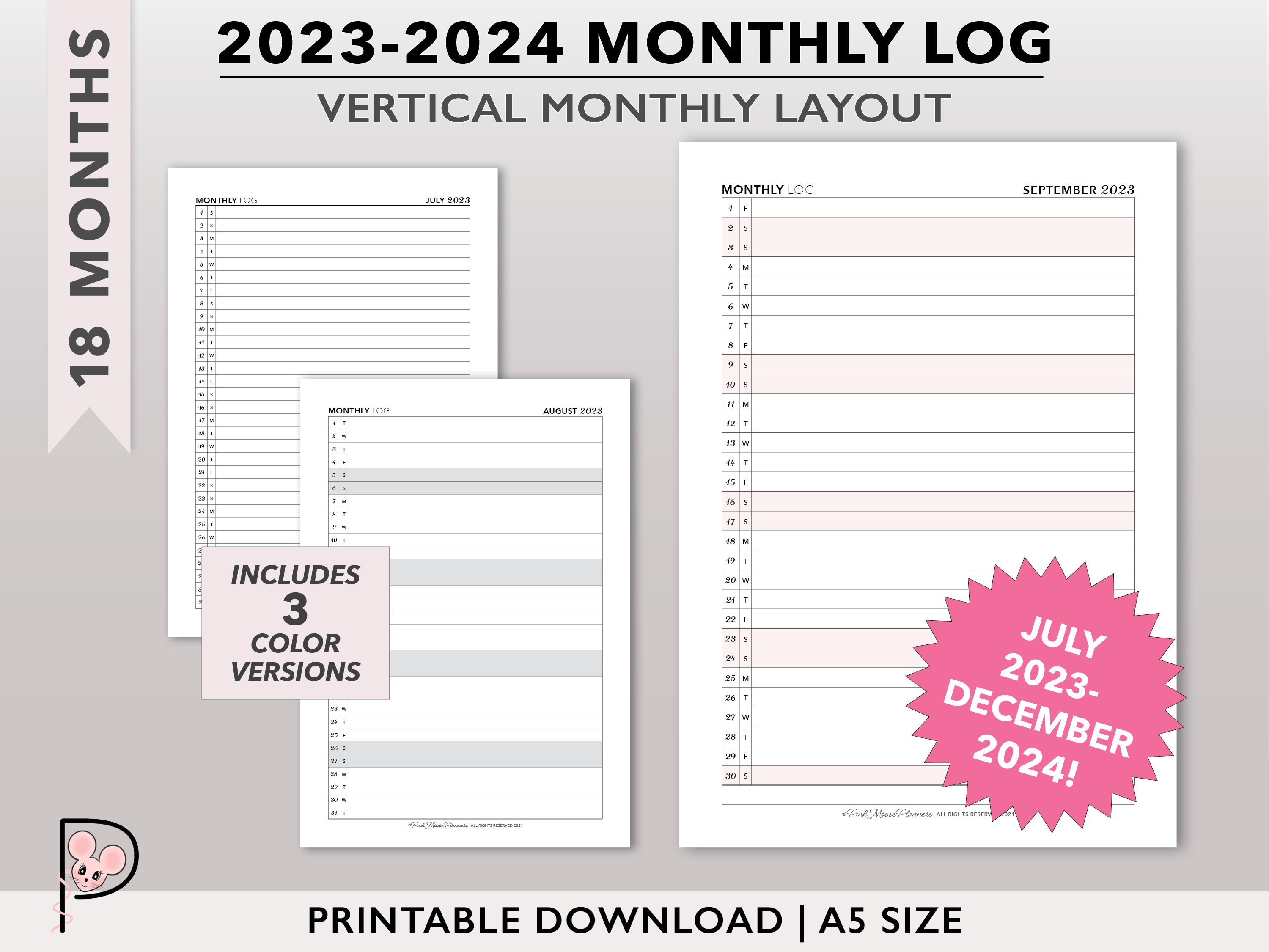 PRINTABLE 2024 Vertical Monthly Overview