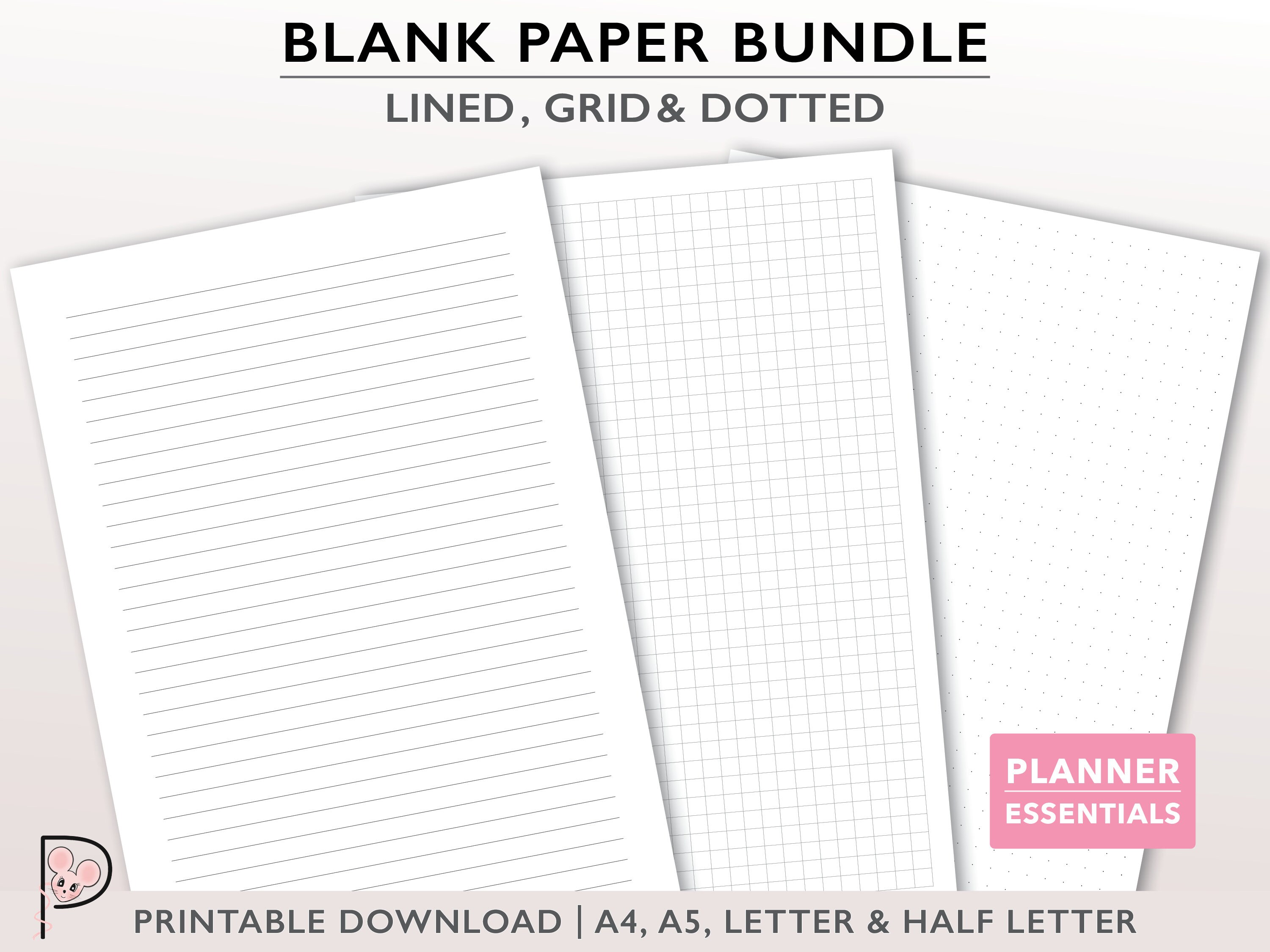 printable lined paper printable dot grid paper graph paper etsy
