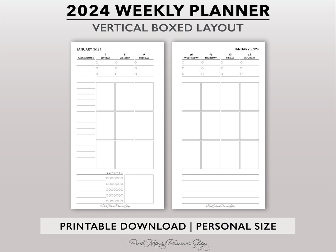 2024 Vertical Weekly Planner Printable, 2024 Weekly Planner Template ...