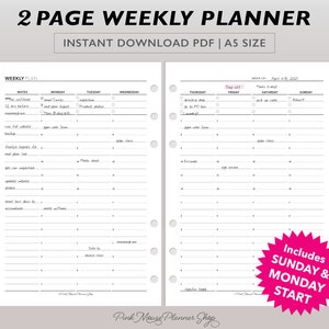 A5 Weekly Planner Printable, Vertical Weekly Planner Template, Weekly ...