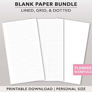 Druckbares liniertes Papier, druckbares Dot Grid Papier, kariertes Papier für Planer, Personal Size Dot Grid Papier, Blank Papier druckbar, Journal Seiten
