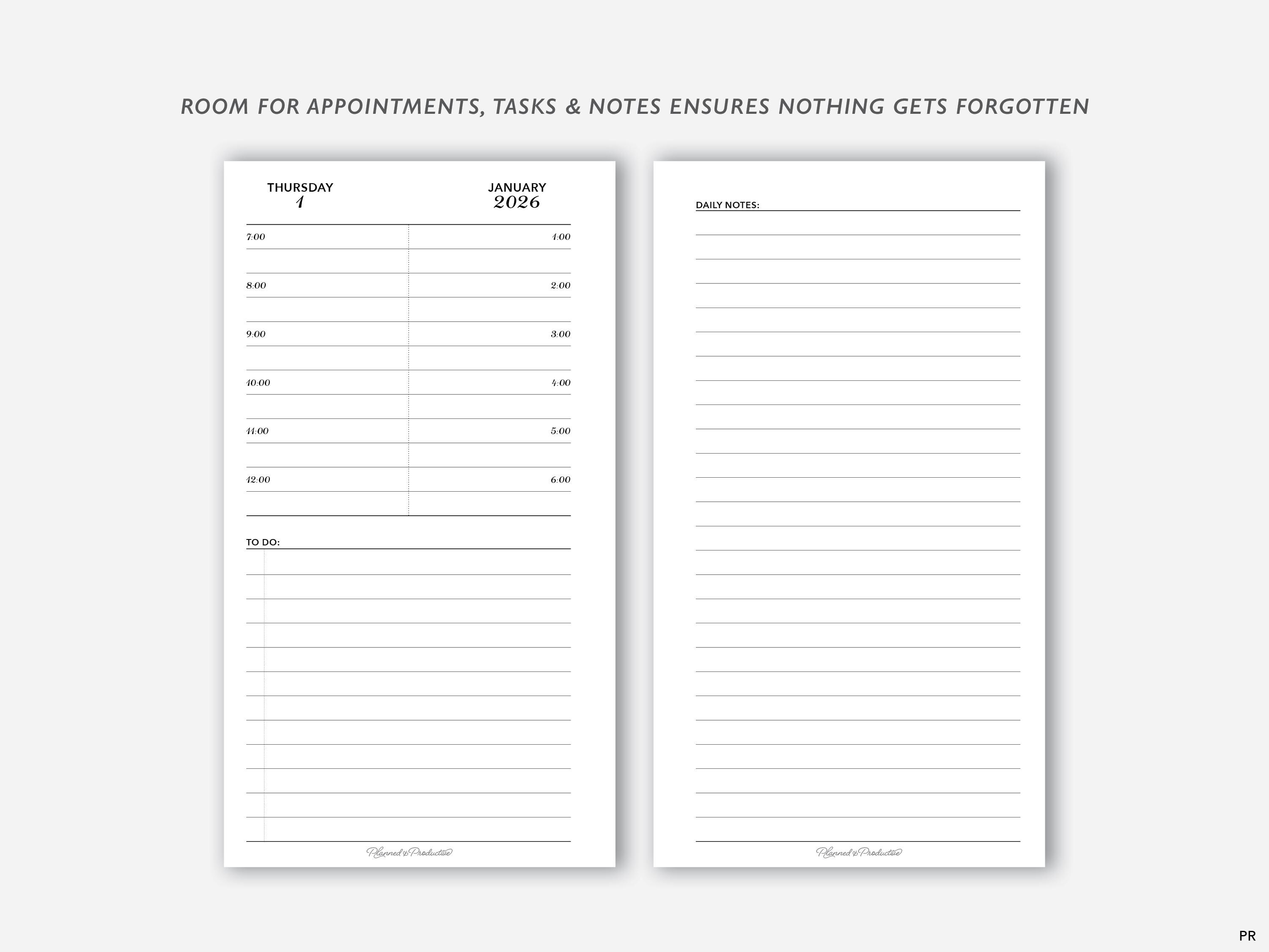 2026 Two Page per Day Daily Planner Printable W/ Weekly Dashboard ...