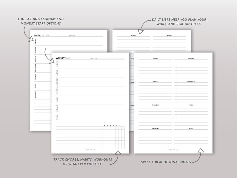 Undated Weekly Planner Printable, Daily to Do List, Printable Planner ...