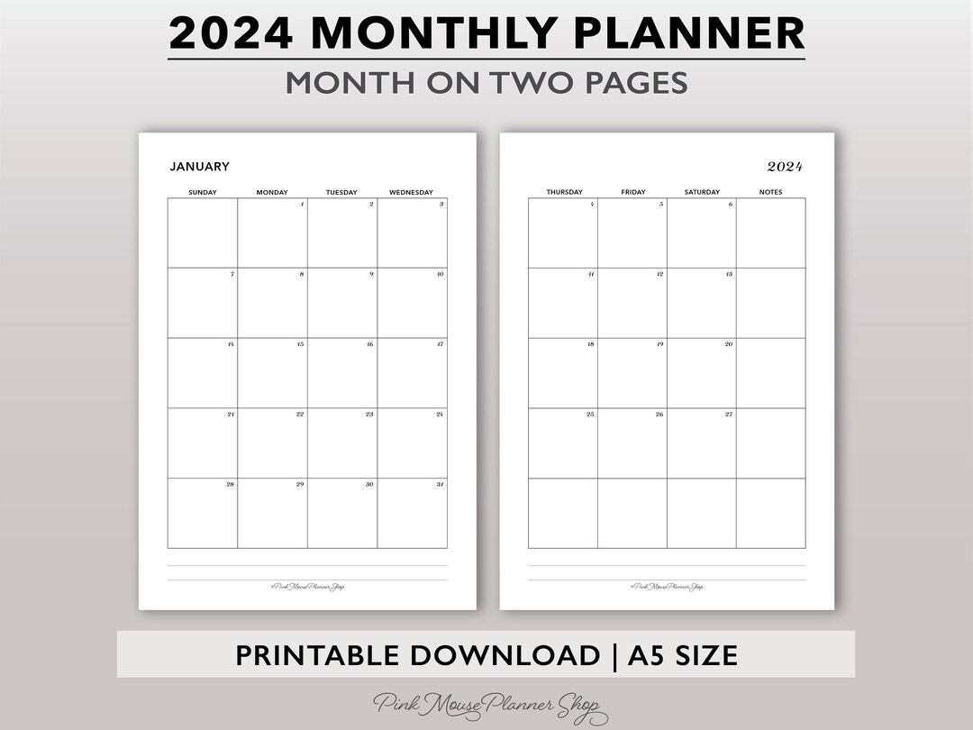 2024-monthly-printable-planner-inserts-month-on-2-pages-calendar-template-printable-two-page-monthly-calendar-refill-for-a5-planners-etsy