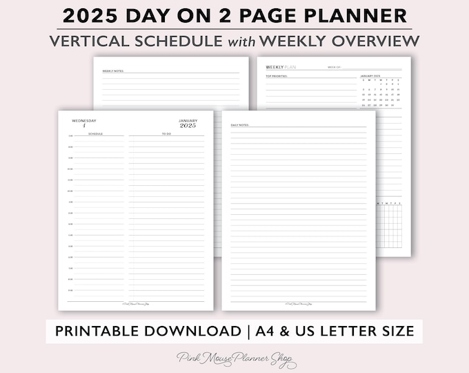 PRINTED A5 SIZE 2 Days One Page: Schedule Planner Inserts A5 Printed ...