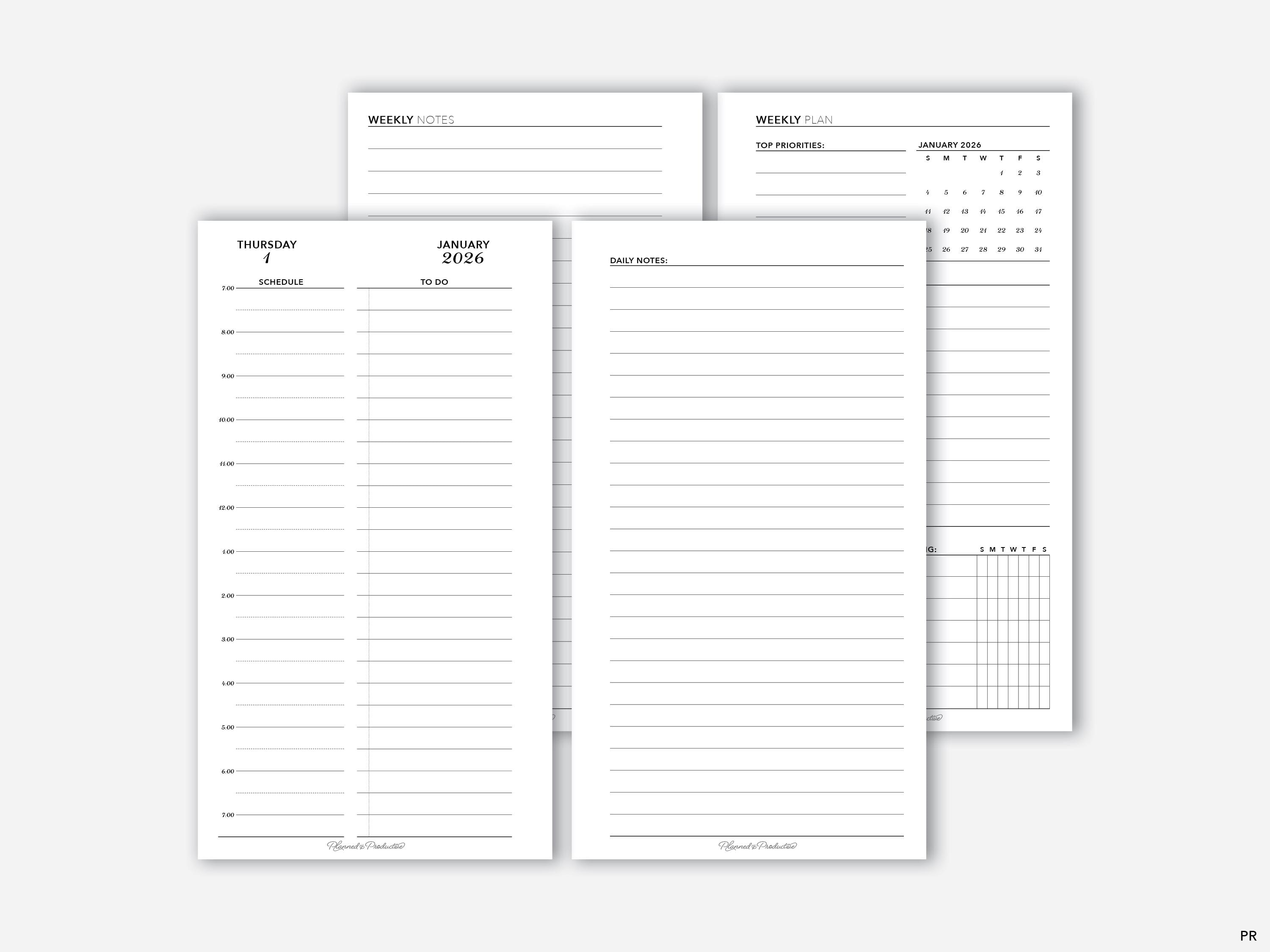 2026 Two Page per Day Daily Planner Printable W/ Weekly Dashboard ...