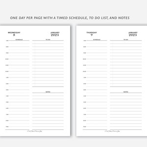 2025 Daily Planner Inserts W/ Vertical Timed Schedule, 1 Day per Page ...