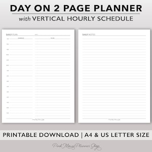 Two Page per Day Daily Planner Printable, Letter Size Day on 2 Page ...