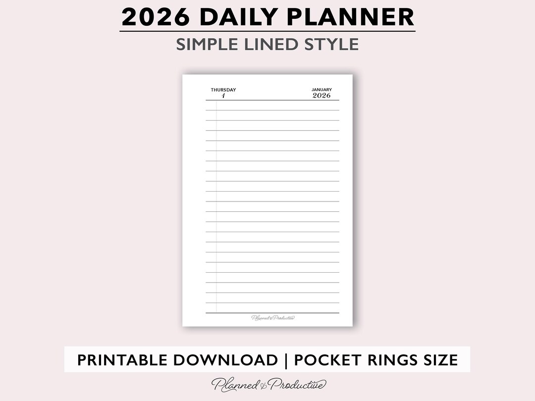 2026 Lined Daily Planner Inserts, Simple Dated Daily Journal, One Day ...