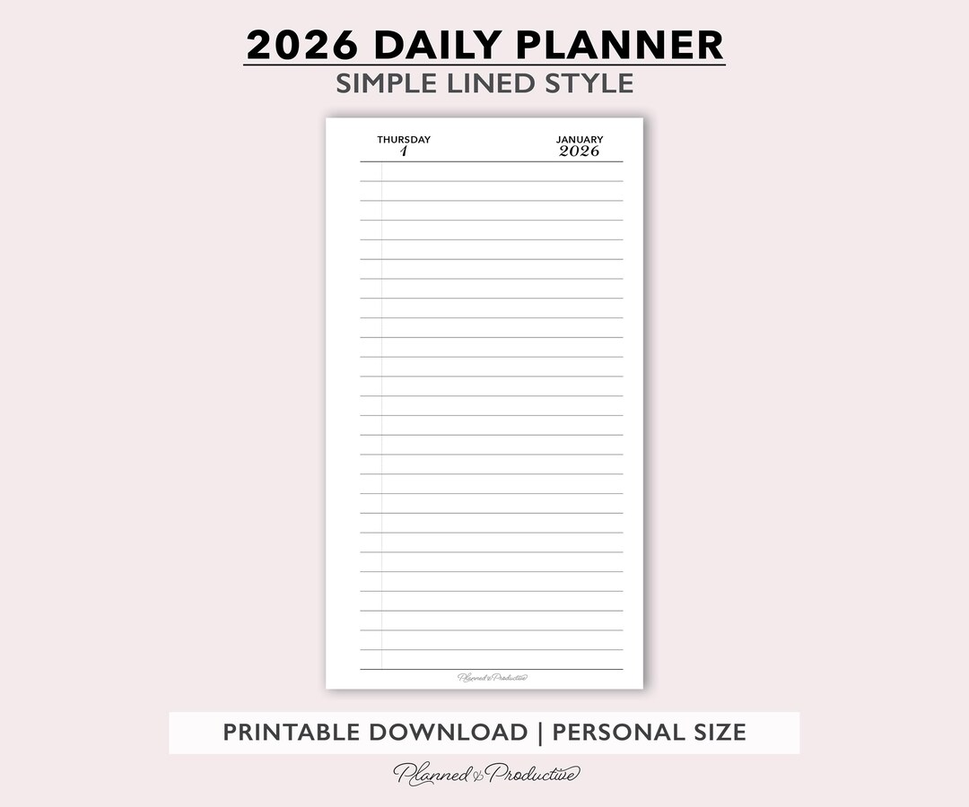 2026 Lined Daily Planner Inserts, Simple Dated Daily Journal, One Day ...