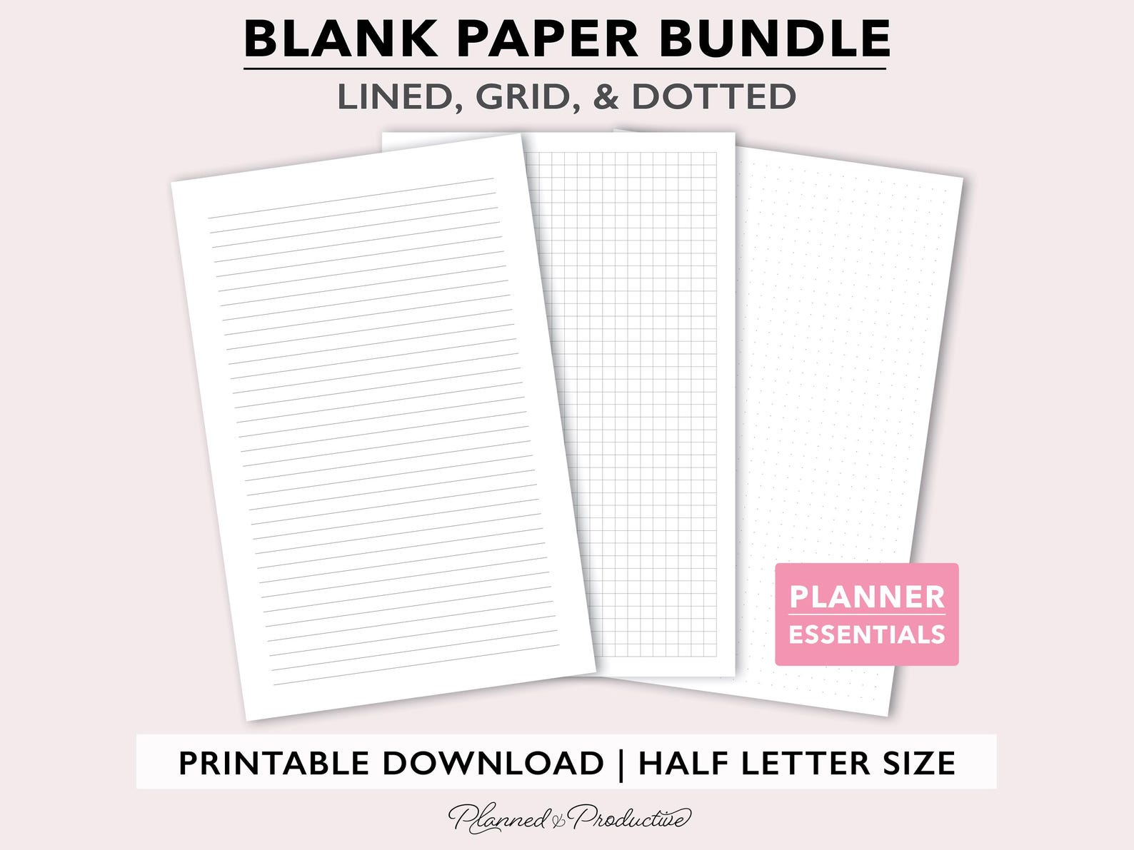 Printable Lined Paper, Printable Dot Grid Paper, Graph Paper Page, Note ...