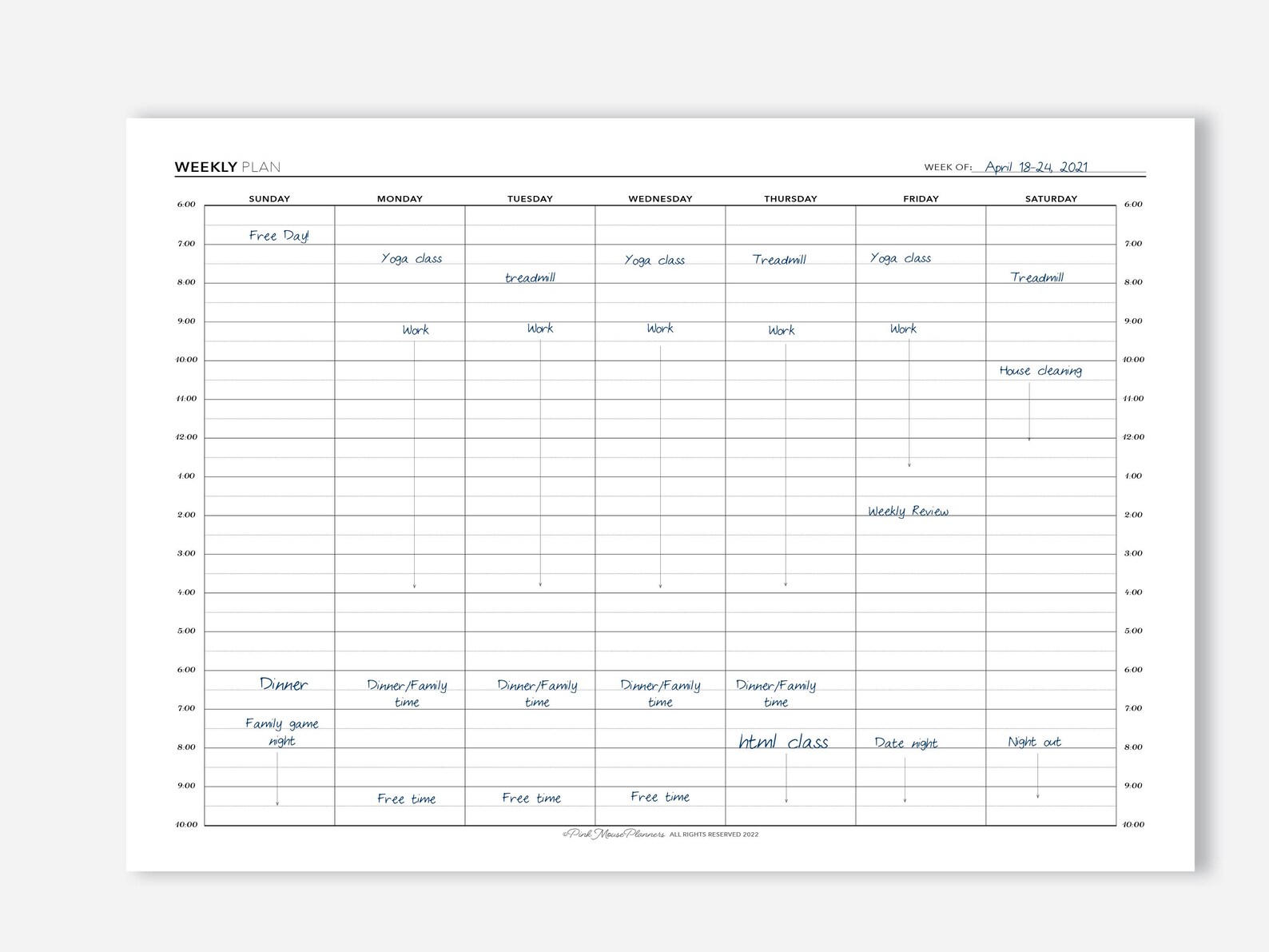 30 Minute Weekly Schedule Printable, Time Block Planner Insert, Hourly ...