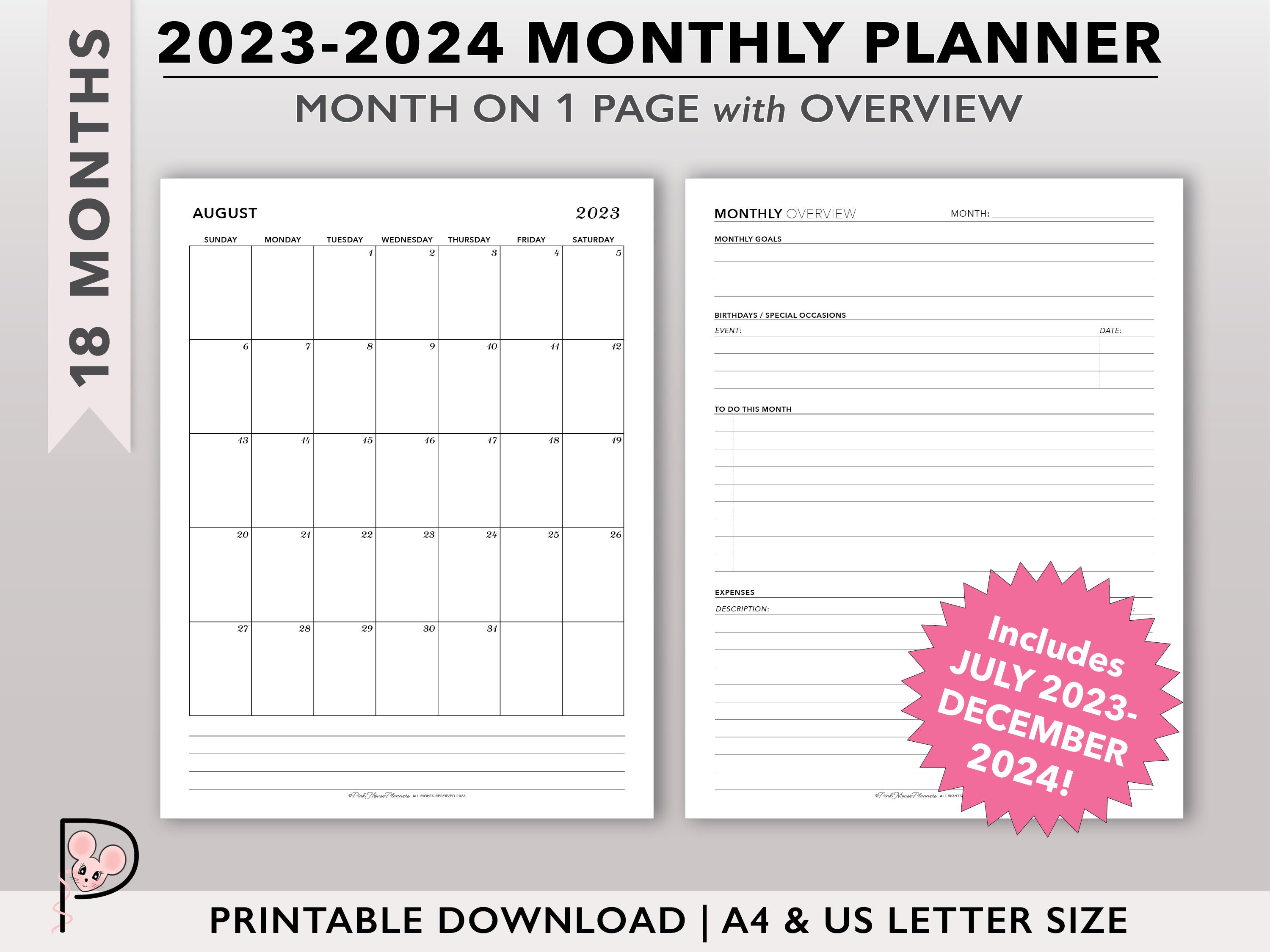  2023-2024 Weekly & Monthly Planner Refill, 11-Disc