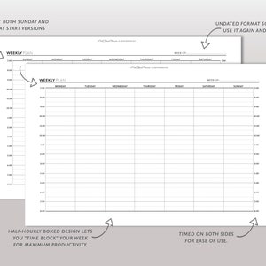 30 Minute Weekly Schedule Printable, Time Block Planner Insert, Hourly ...