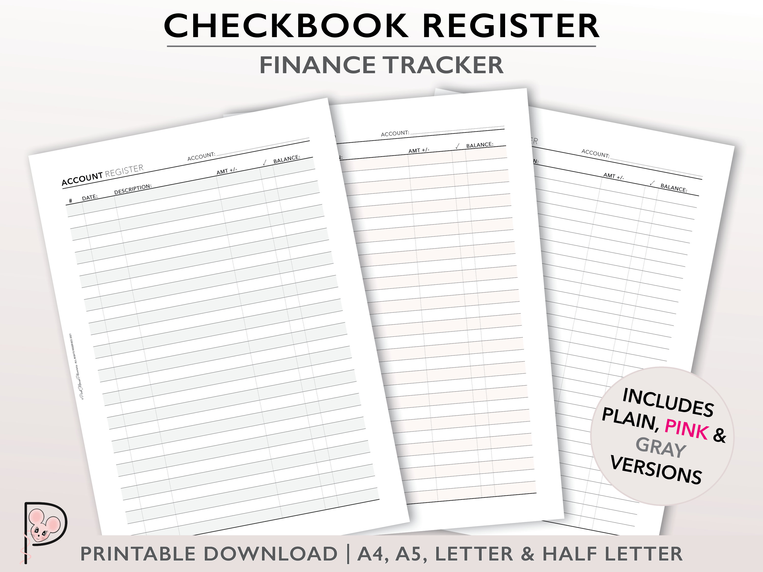 Printable Check Register, Monthly Account Tracker, Credit Card Tracker ...