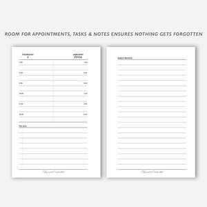 2026 Two Page Daily Planner Printable W/ Weekly Overview, Hourly Timed ...