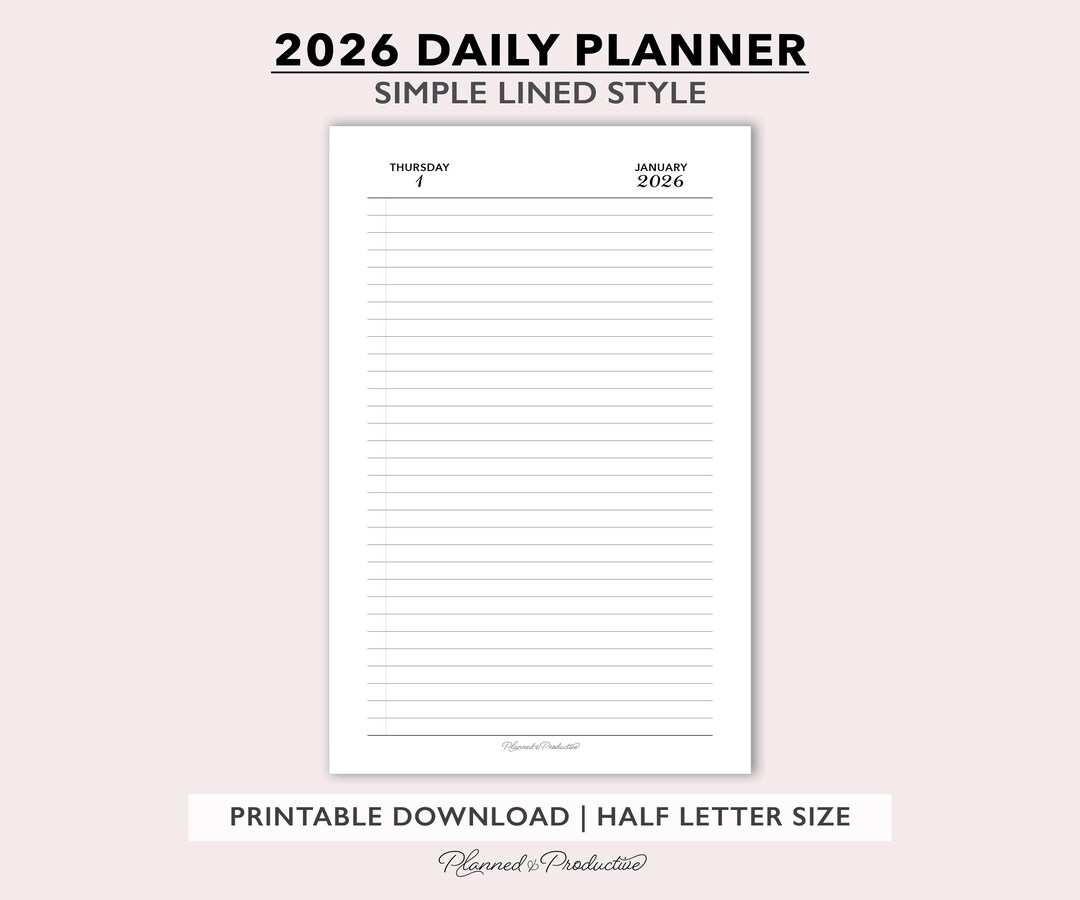 2026 Lined Daily Planner Inserts, Simple Dated Daily Journal, One Day ...