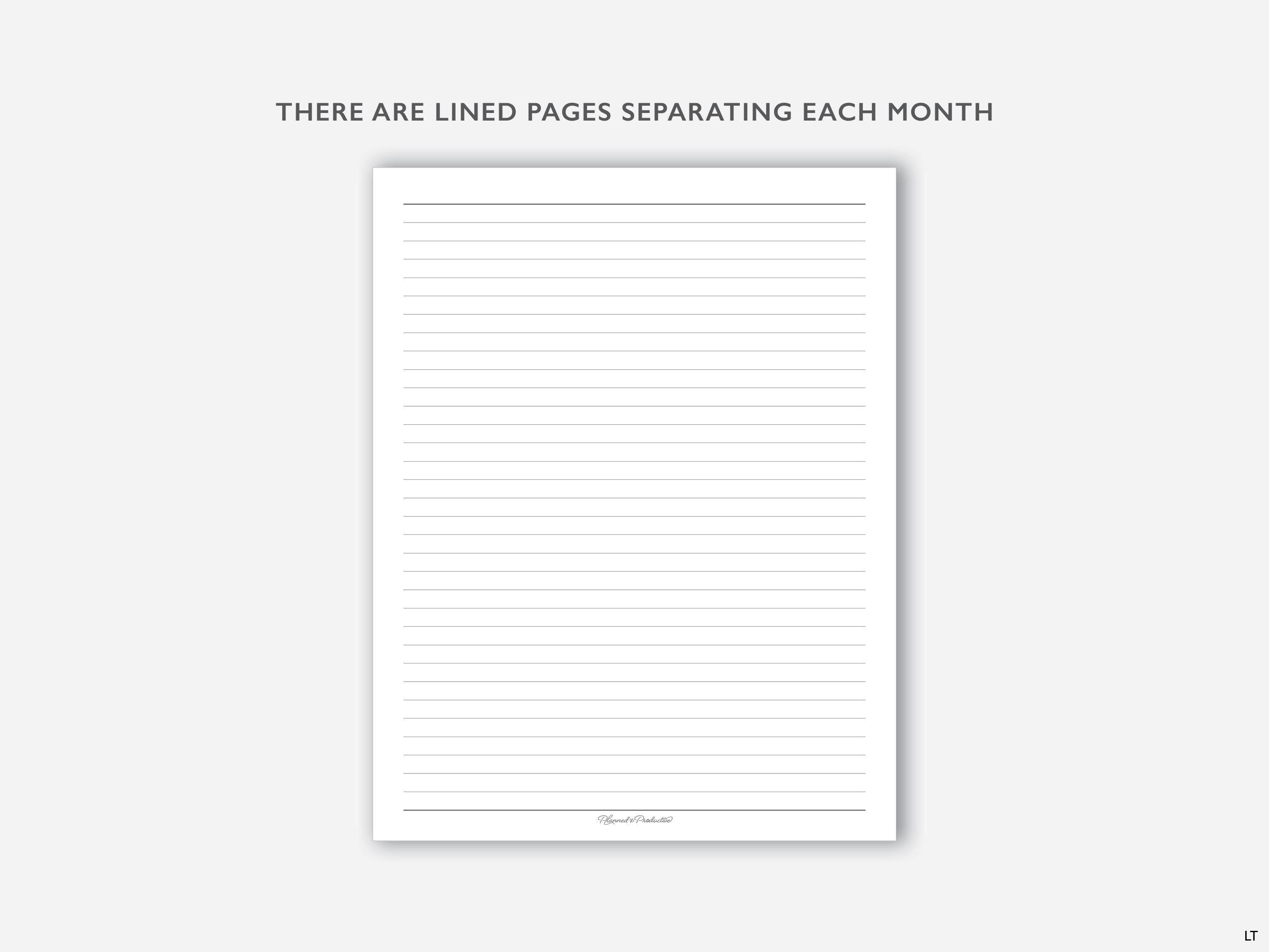 2026 Printable Lined Monthly Planner Inserts, Full Size Monthly ...