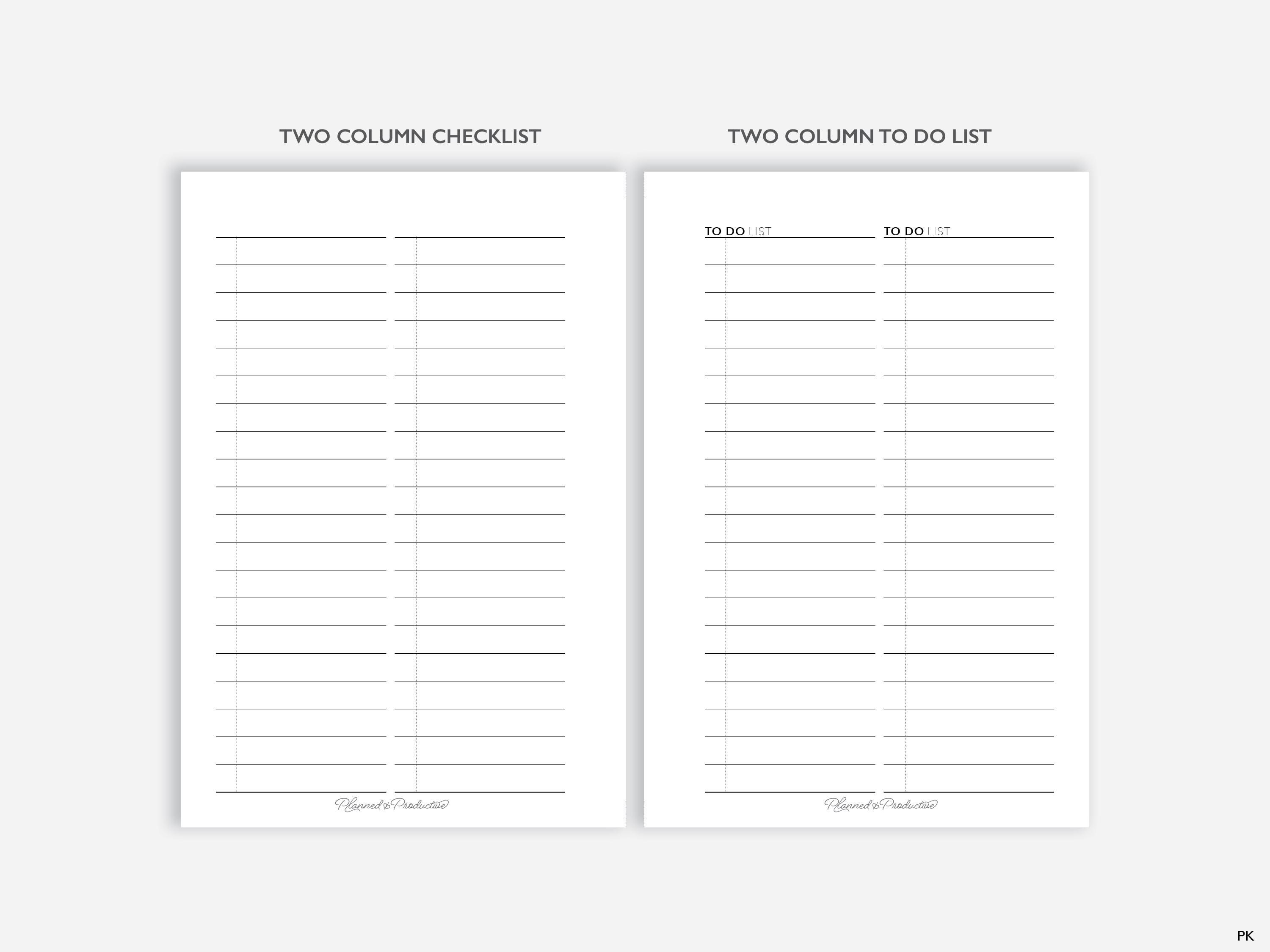To Do and Checklist Planner Inserts in 6 Layouts, Printable PDF Files ...