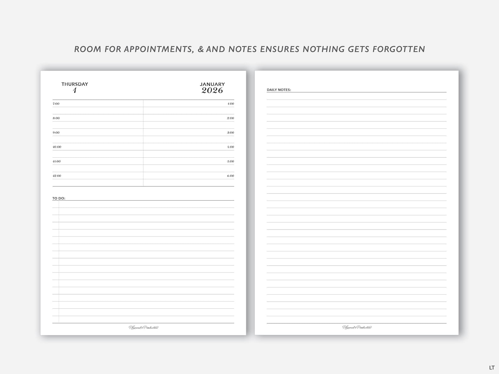 2026 Two Page per Day Daily Planner Printable W/ Weekly Dashboard ...