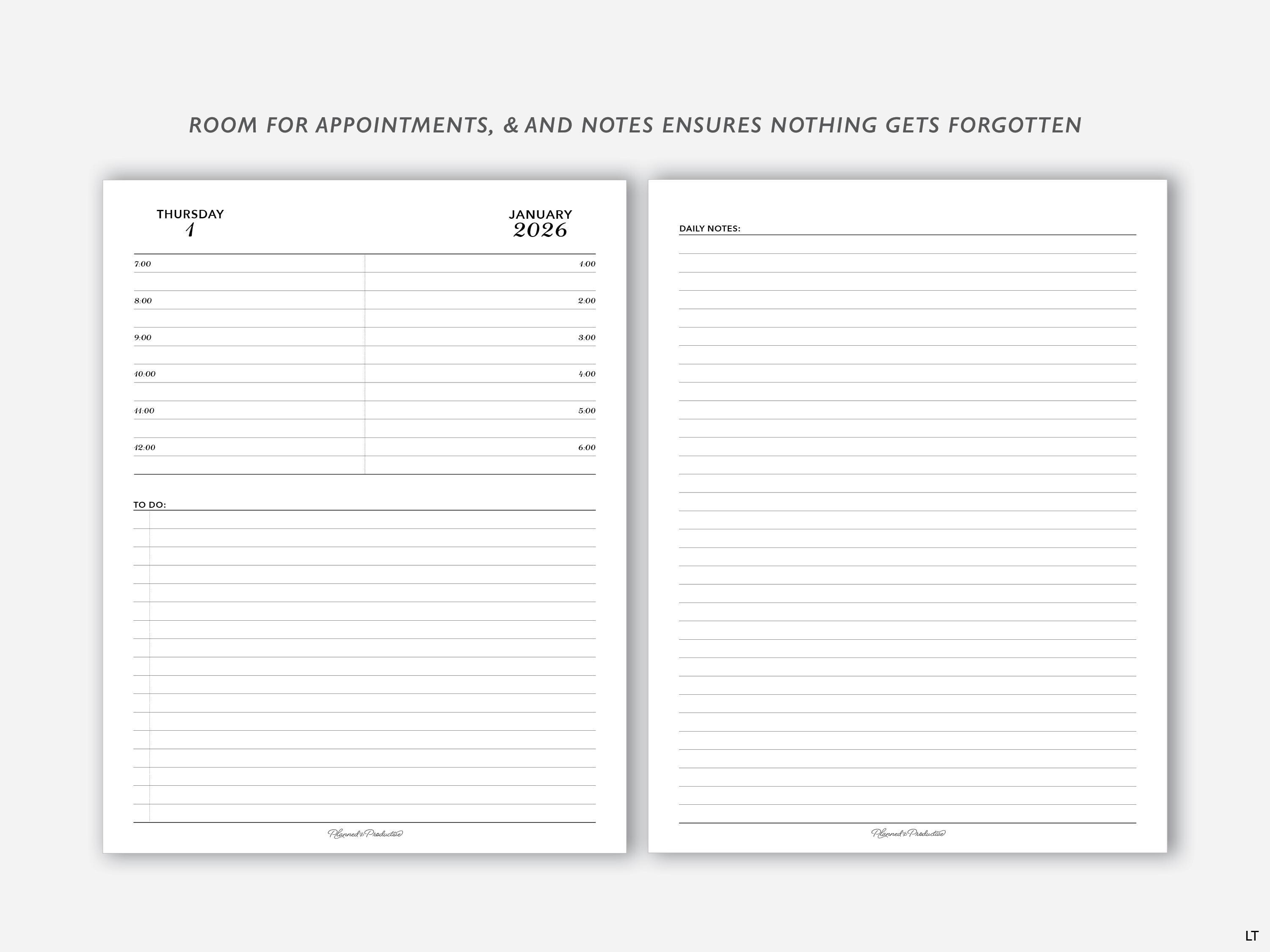 2026 Two Page per Day Daily Planner Printable W/ Weekly Dashboard ...