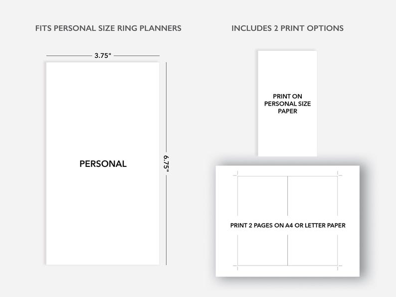 2026 Monthly Printable Planner Inserts, Personal Size Month on One Page ...