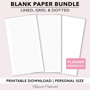 Druckbares liniertes Papier, druckbares Dot Grid Papier, kariertes Papier für Planer, Personal Size Dot Grid Papier, Blank Papier druckbar, Journal Seiten