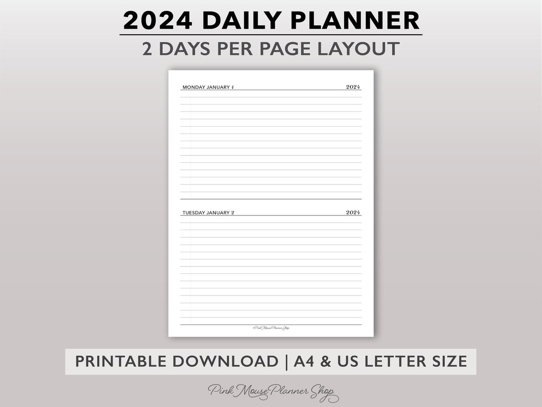 2024 Two Days per Page Planner Inserts, Dated Daily Journal, 2 Day per ...