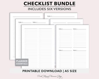 Printable To Do List Insert, Blank Checklist Planner Page, Grocery List, Task List, Minimalist Planner Refill, GTD Context Lists Pages