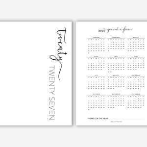 Calendario anual 2026/2027 con portada imprimible para planificadores tamaño A4 o carta (EE. UU.), calendario anual con plantilla de panel de control anual. imagen 3