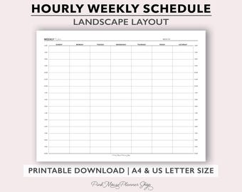 Undated Weekly Schedule Printable, Time Block Planner Insert, Hourly Planner Page, Vertical Weekly Calendar, Weekly Planner Template PDF