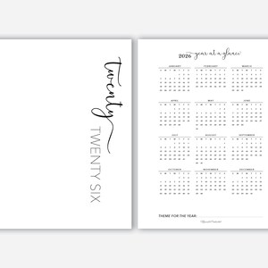 Calendario anual 2026/2027 con portada imprimible para planificadores tamaño A4 o carta (EE. UU.), calendario anual con plantilla de panel de control anual. imagen 2