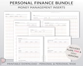 Personal Finance Bundle, Household Budget Planner, Money Management Inserts, Printable Checkbook Register, Savings Tracker, Bill Payment Log