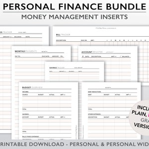 Persoonlijke financiële bundel, huishoudbudgetplanner, bijlagen voor geldbeheer, afdrukbaar chequeboekregister, spaartracker, factuurbetalingslogboek