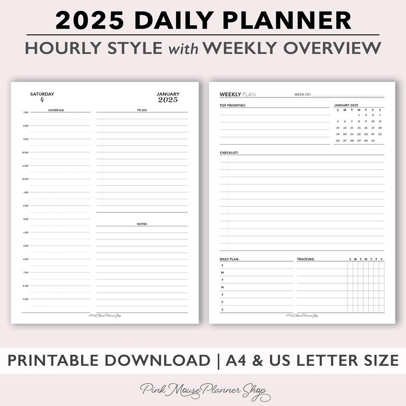 Half Size Daily Planner 2025 Etsy