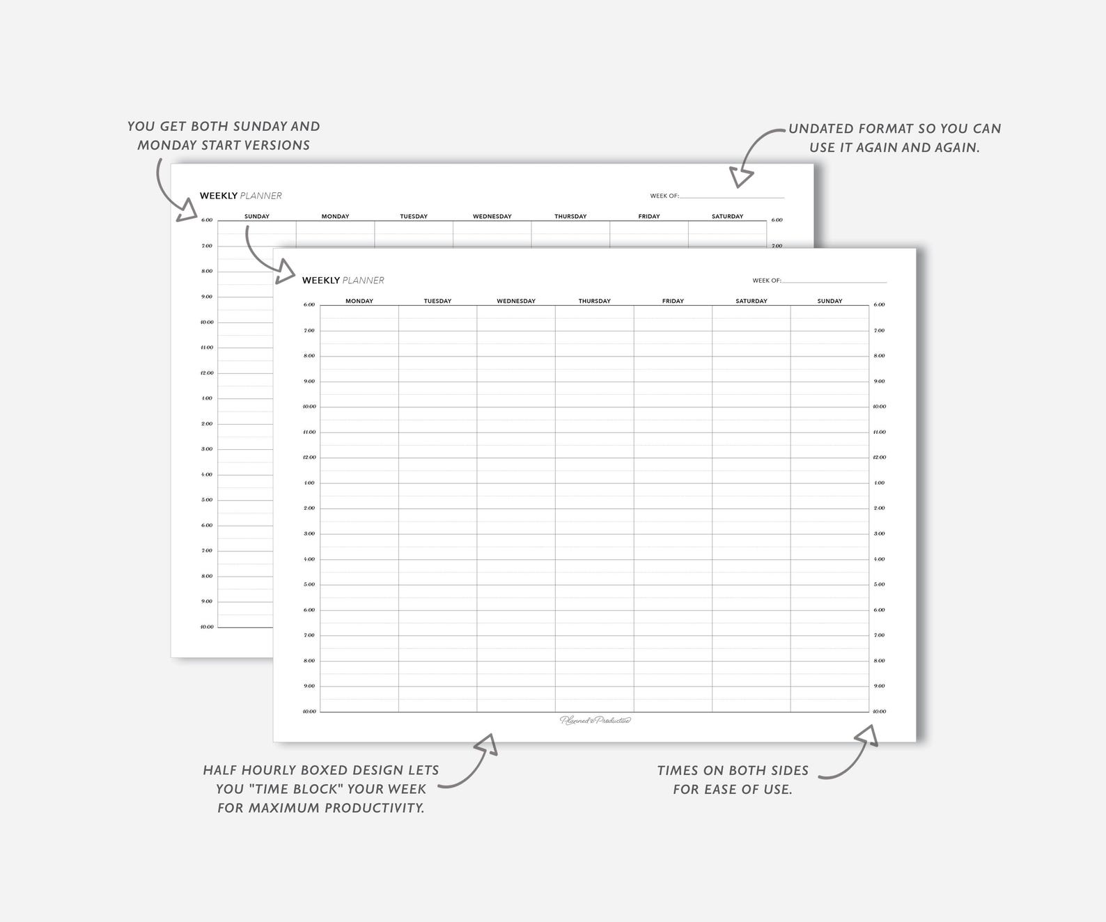 30 Minute Weekly Schedule Planner, Time Block Layout, Printable PDF ...