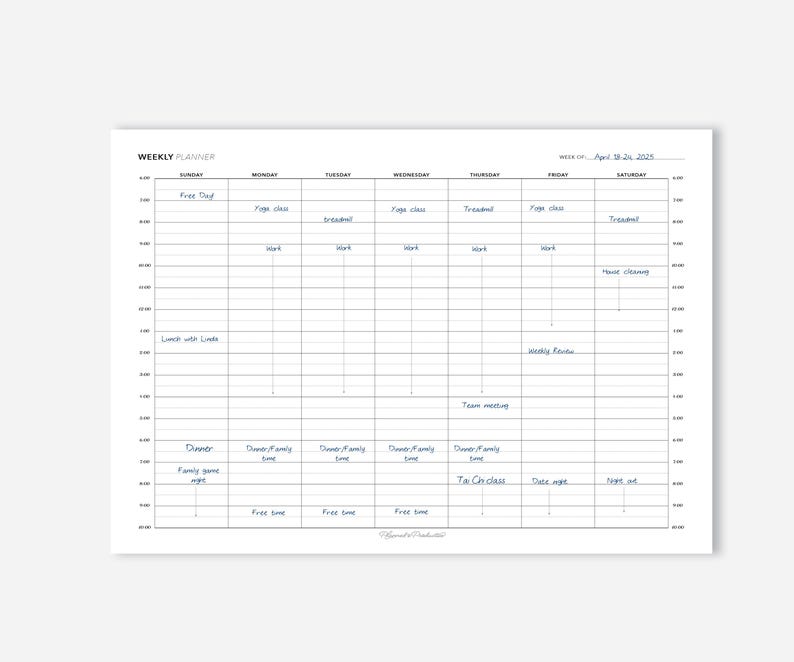 30 Minute Weekly Schedule Planner, Time Block Layout, Printable PDF ...