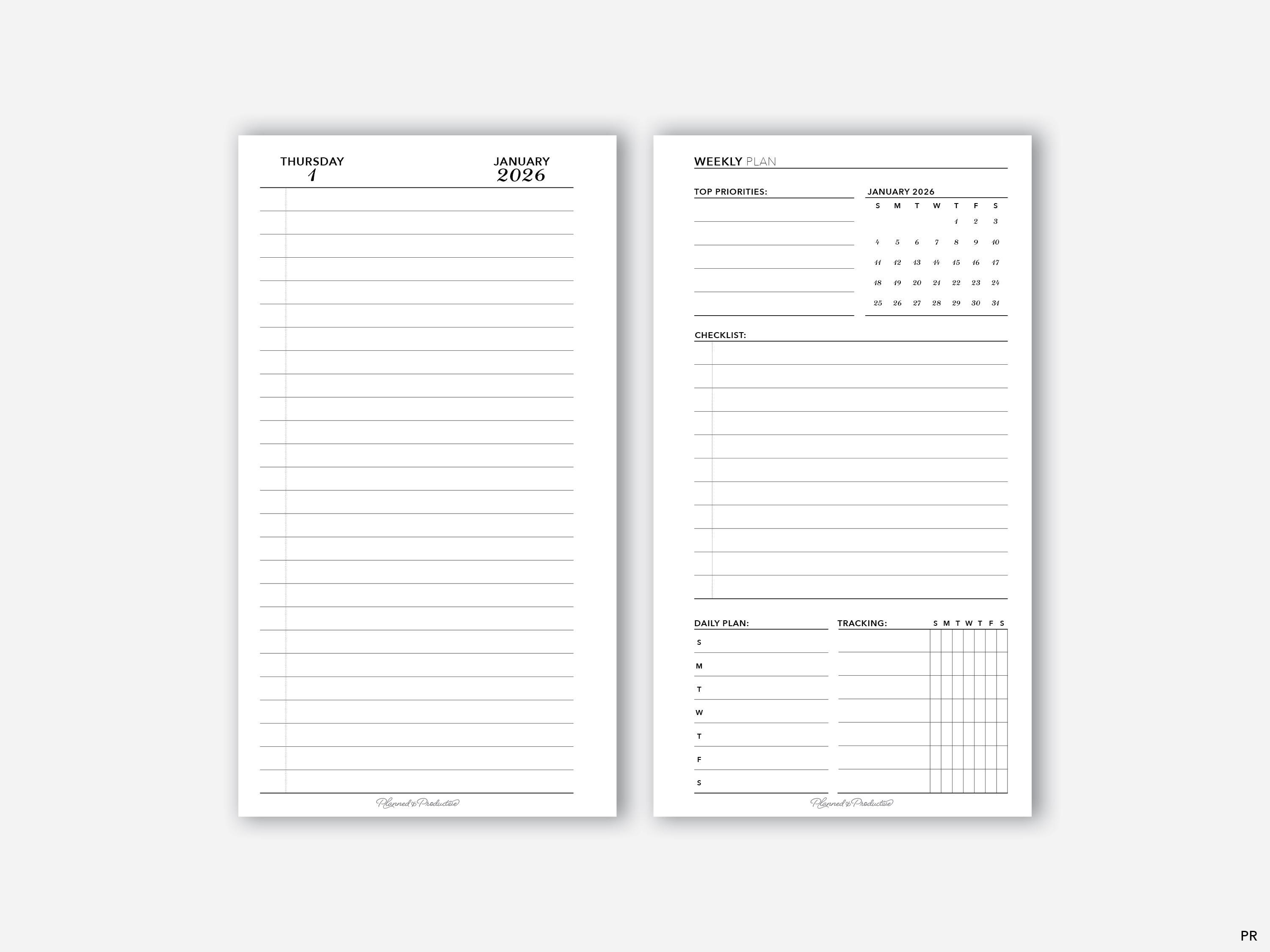 2026 Lined Daily Planner Inserts W/ Weekly Overview, Dated Day per Page ...