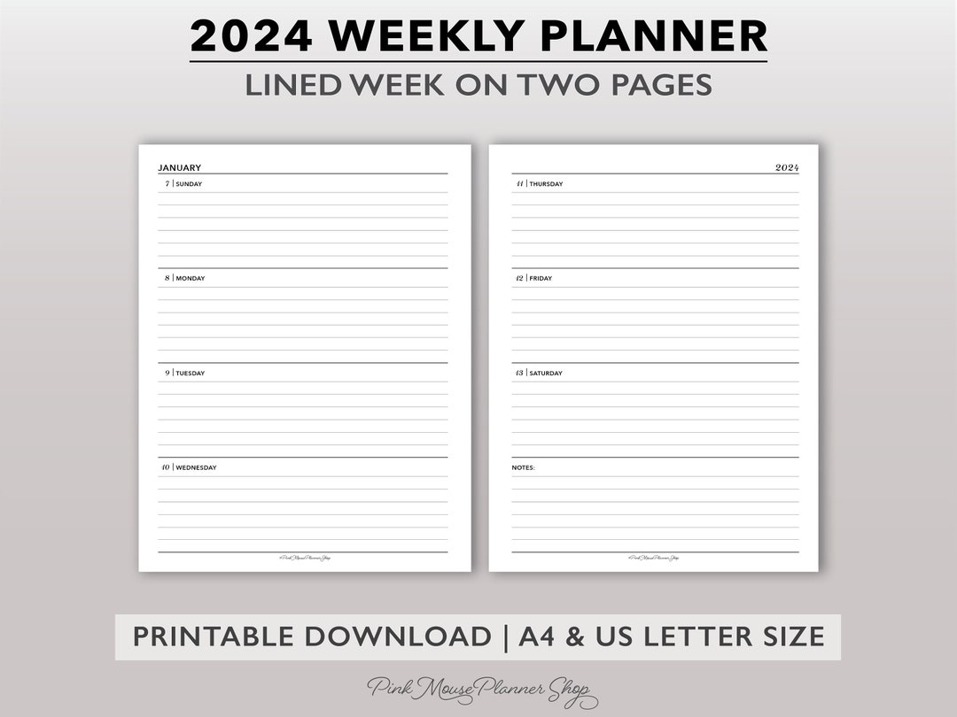 2024 Lined Weekly Planner Printable 2024 Weekly Planner - Etsy Canada
