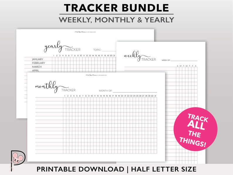 Week Data Tracker Printable Tracker Bundle Planner Insert, Weekly Tracker Page, Monthly ...