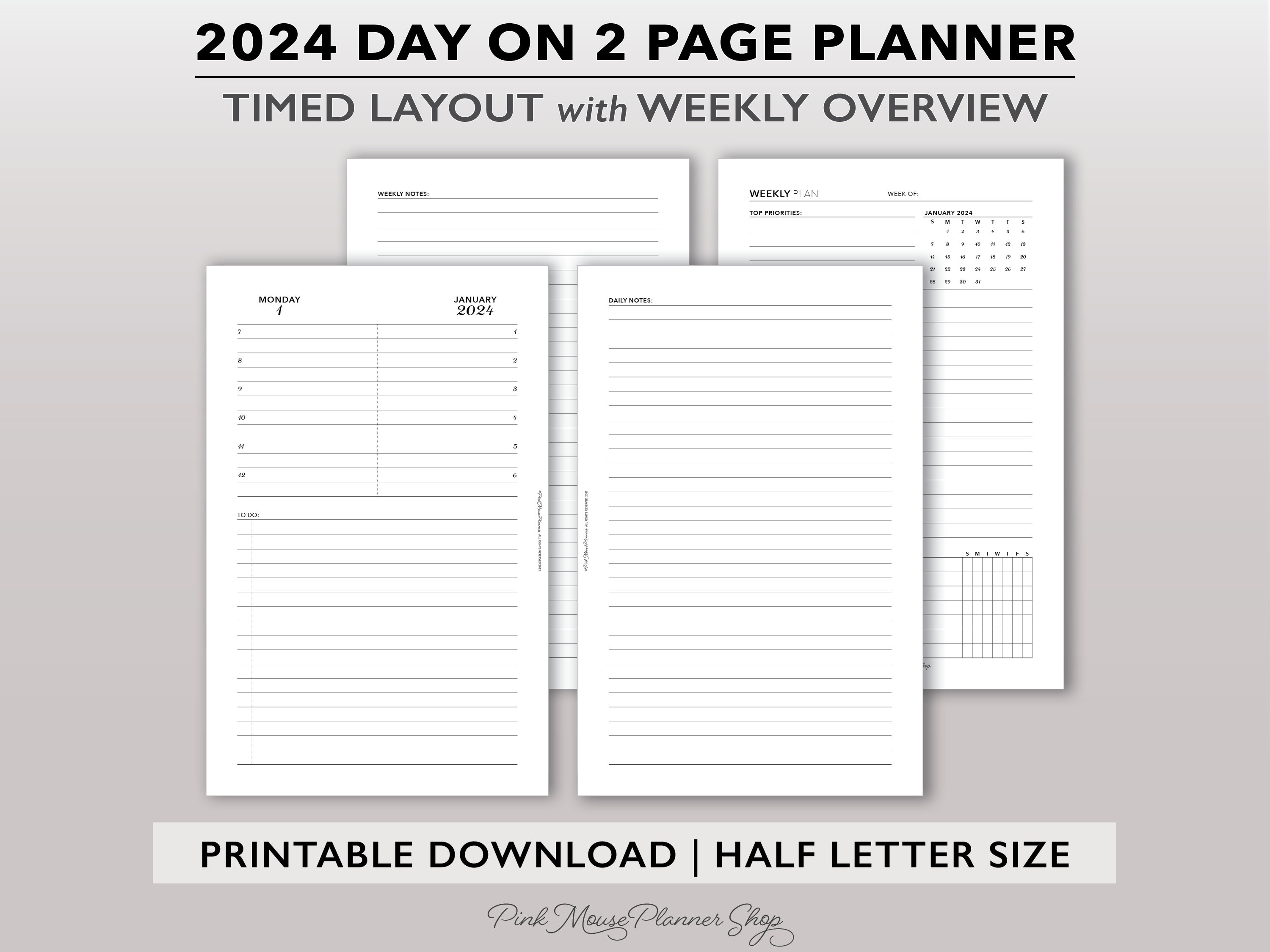 2024 Daily Planner: Black Stripe