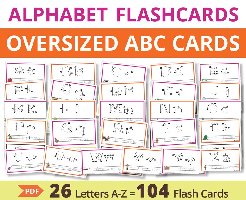 Oversized Alphabet Flashcards Bundle, Printable ABC Cards, Jumbo Play