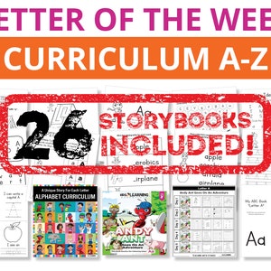 Letter Of The Week Preschool Curriculum - Includes 26 Digital Alphabet Story Books + Printable Story Booklets & Weekly Lesson Plans For A-Z