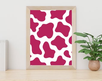 Dark Pink Cow Print Digital Print - Digital Download - 8x10, 11x14, 16x20