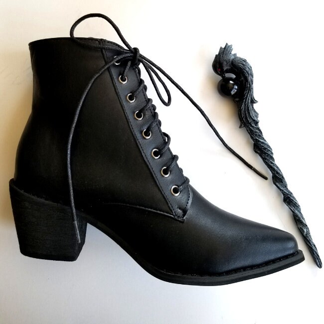 Witchy Classic Black Witch Boot Witchy Booties Witch Shoes Etsy Canada